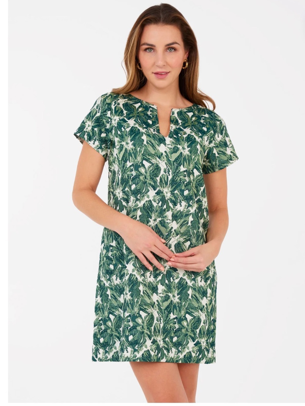 NWT ABBEY GLASS Lulu Dress Green Hibiscus Jacquard